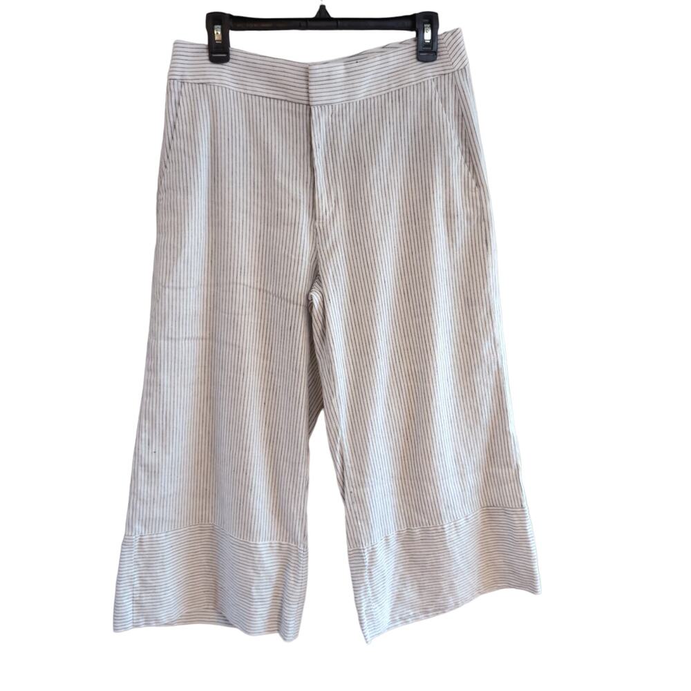Banana Republic Striped Crop Linen Blend Wide Leg Pants Size 8 S